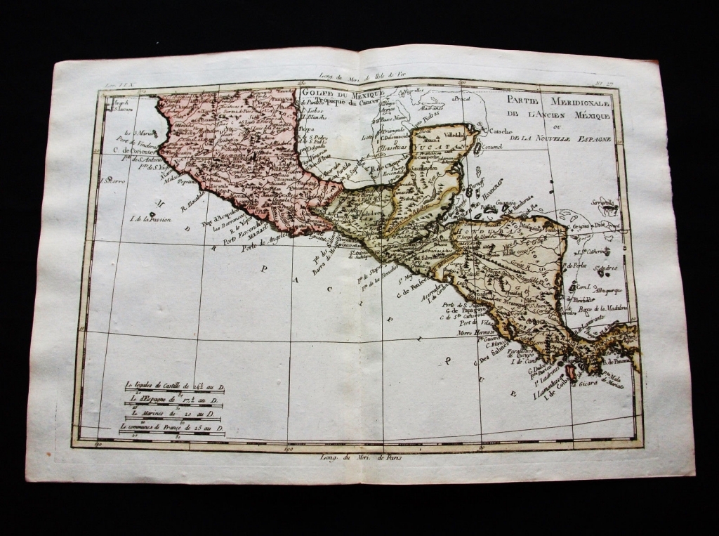 Mapa de Centroamérica y el sur de México, 1770. Bonne