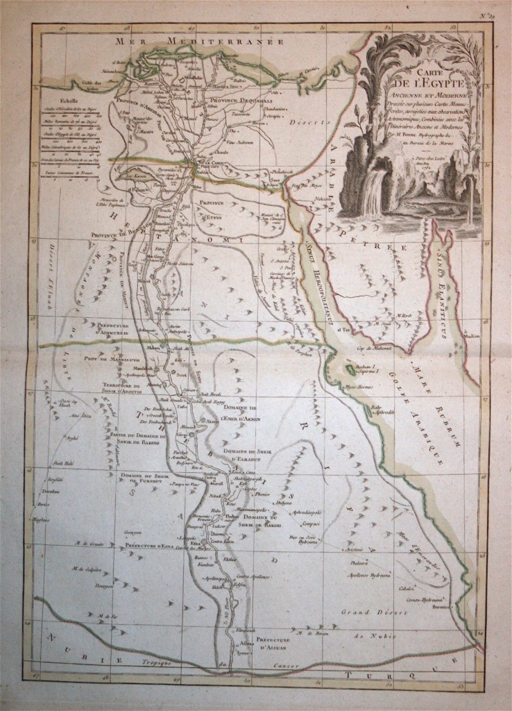 Mapa de Egipto (África), 1787. Bonne/Lattré