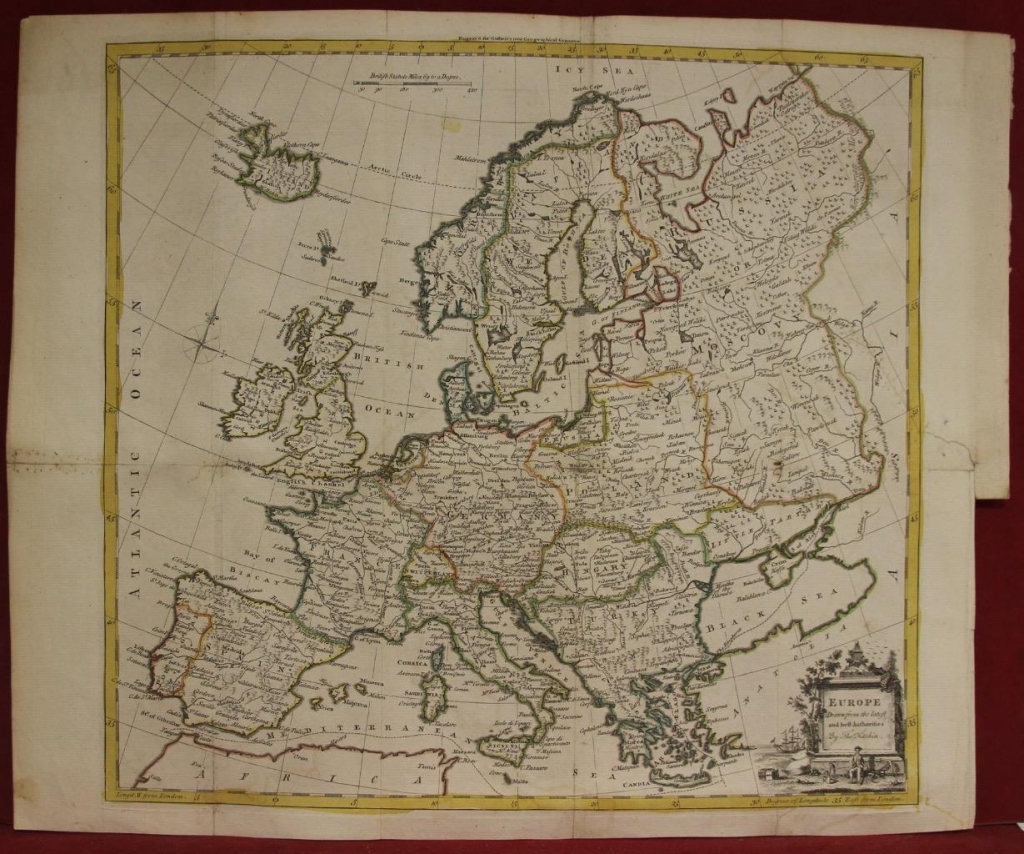 Mapa de Europa, 1770. Thomas Kitchin