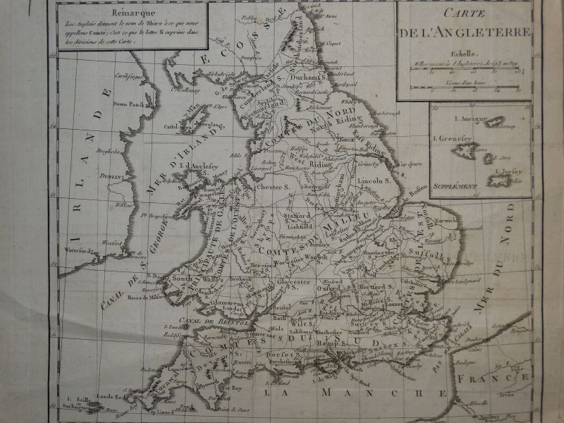 Mapa de Inglaterra( Reino Unido, Europa ), 1780. Brion de la Tour
