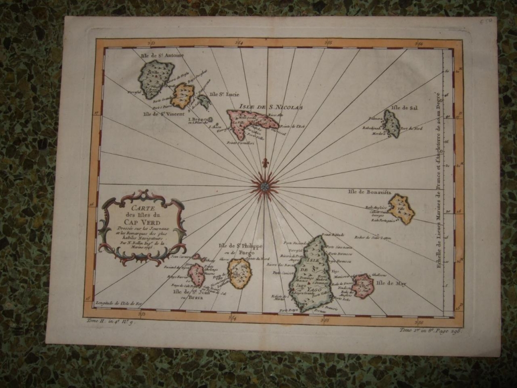 Mapa de las Islas de Cabo Verde (África Occidental), 1746. Bellin