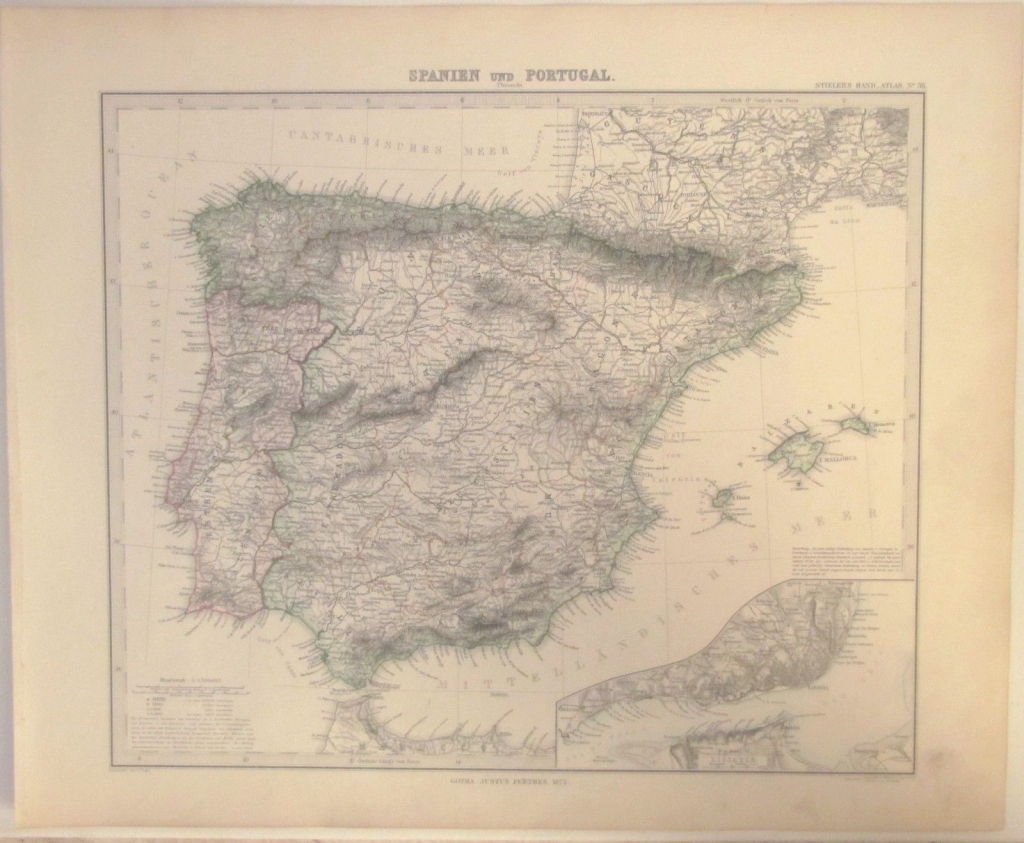 Mapa de España y Portugal, 1895. Stieler/Perthes