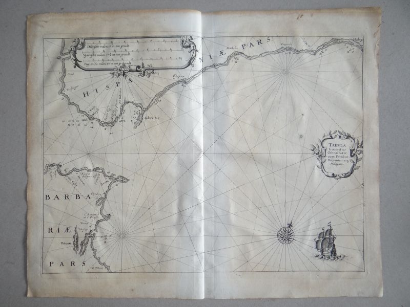 Mapa del Estrecho de Gibraltar ( Europa-África ), 1641. Matthäus Merian