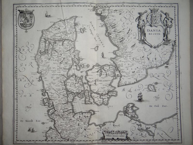 Antiguo mapa de Dinamarca ( Europa ), 1641. Merian