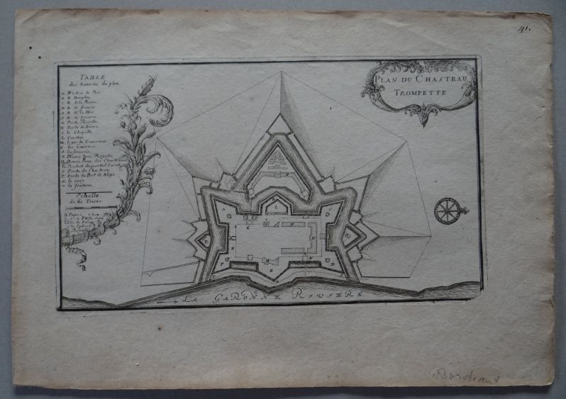 Mapa del Castillo de Trompette (Burdeos, Francia), 1700. Nicolás de Fer