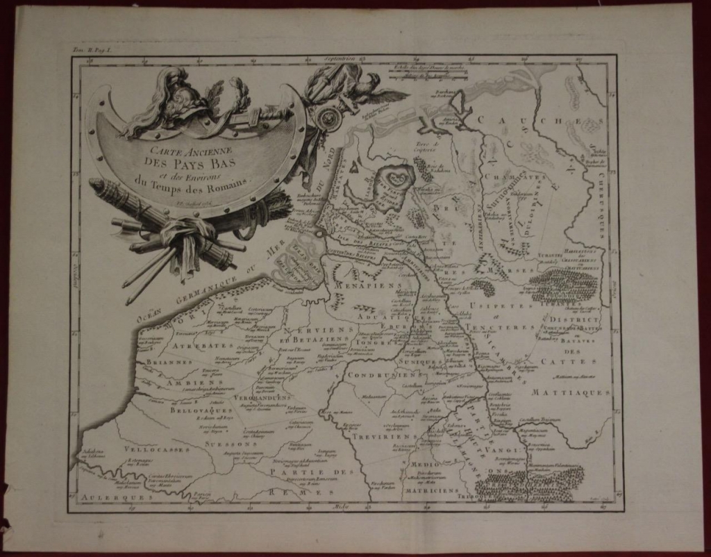 Antiguo mapa de los Países Bajos en época antigua (Europa), 1787. Pretot