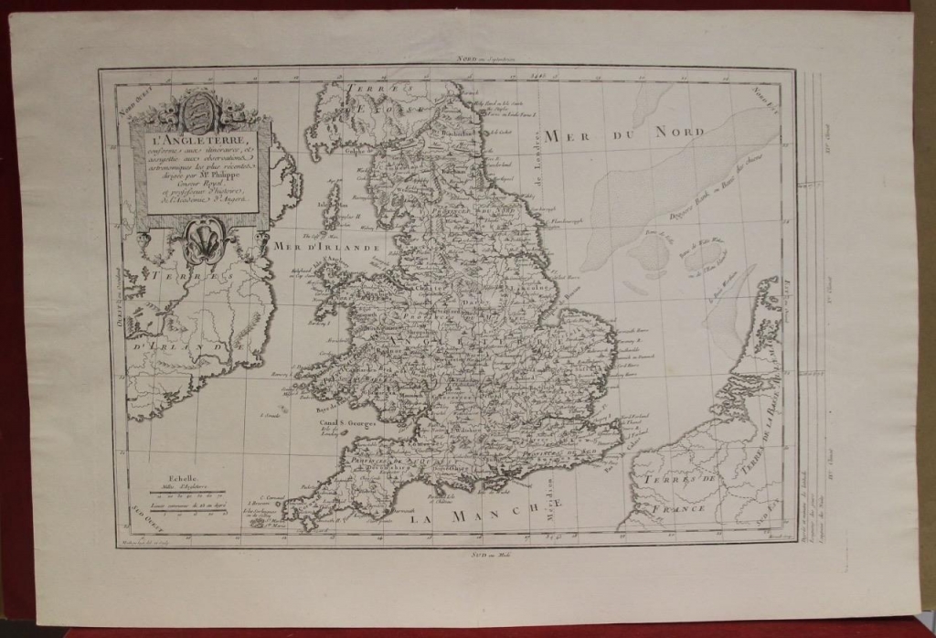 Mapa de Inglaterra e Irlanda (Europa), 1787. Pretot