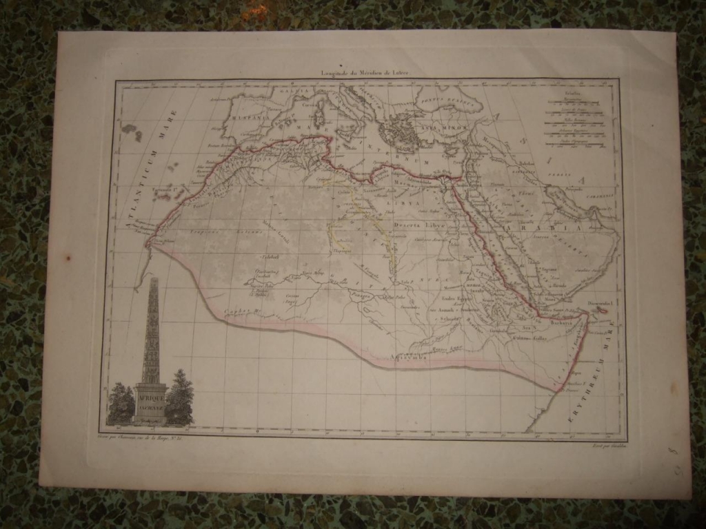 Antiguo mapa del norte de África, 1810. Lapie
