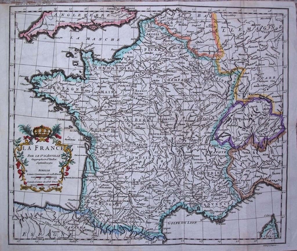 Mapa de Francia, 1752. Anville