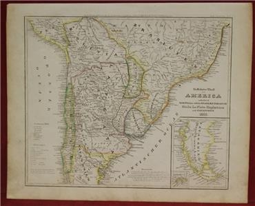 Mapa de Argentina, Brasil, Perú..., 1850. Renner