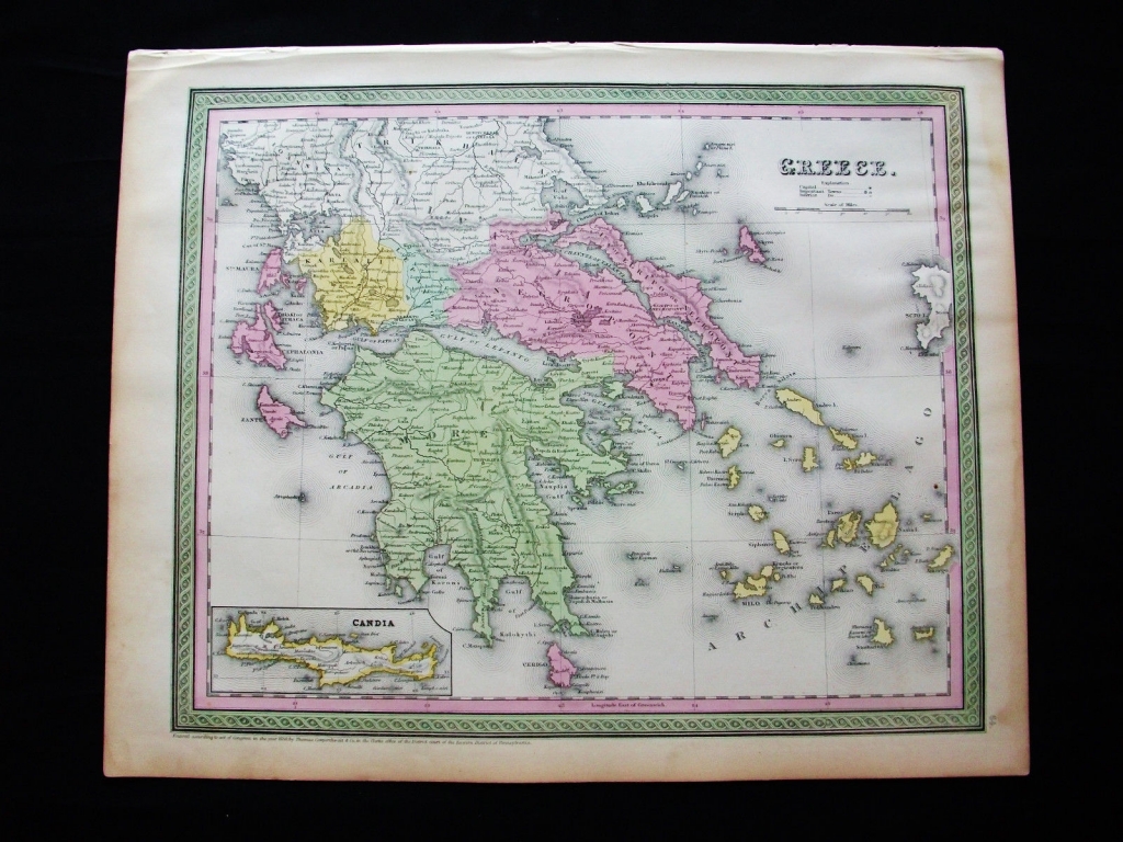 Mapa de Grecia ( Europa ), 1855. Desilver/ Mitchell