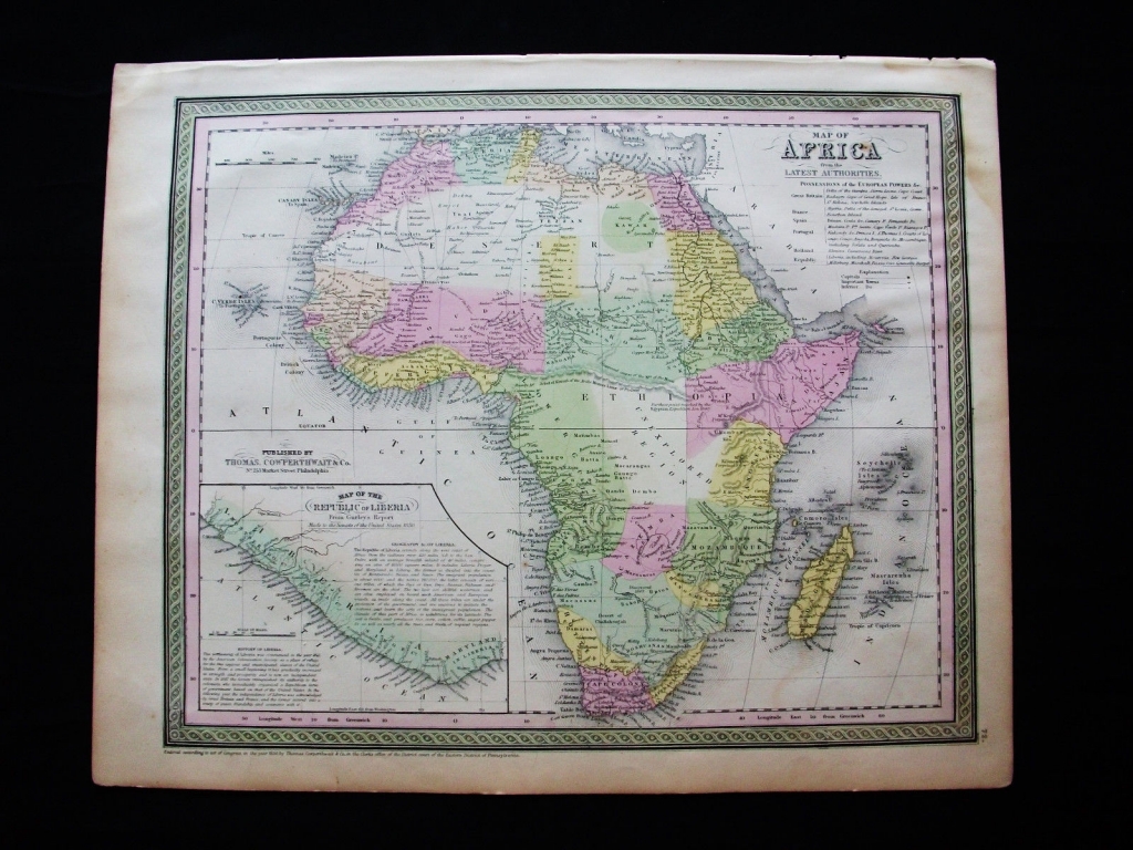 Mapa de África, 1855. Desilver y Mitchell