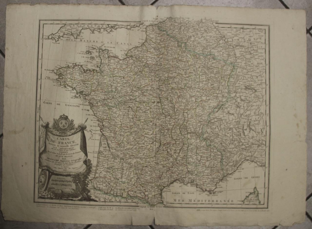 Gran mapa de Francia, 1815. Delisle/Dezauche