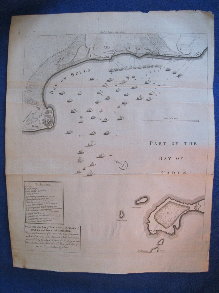 Mapa de la bahía de Cádiz (España), 1787. Rapin/Tindal