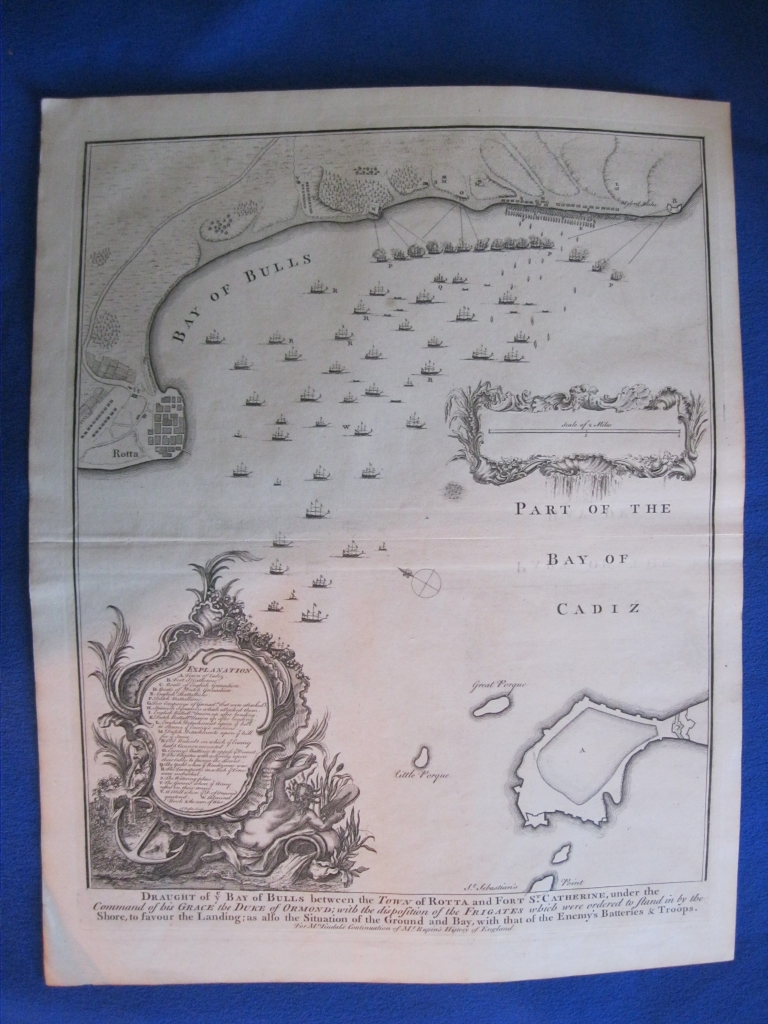 Mapa de la bahía de Cádiz y Rota (España), 1744. Basire /Rapin