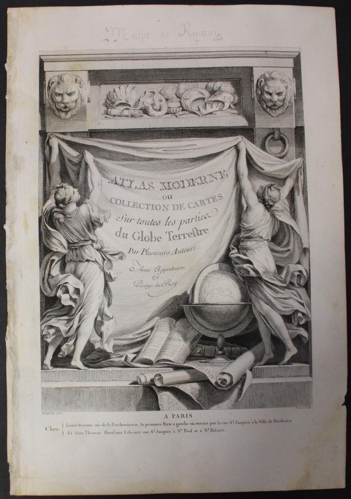Frontispicio del  Atlas Moderne, 1772. Lattré y Herisant/Monnel/Prevost