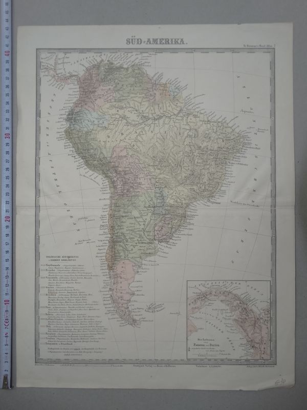 Mapa de América del Sur, circa 1860. Bromme/Krais y Hoffmann