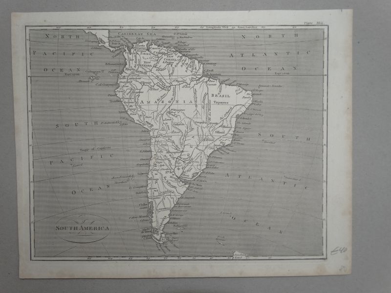 Mapa de América del Sur, circa  1850,. Bromme