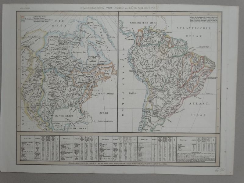 Mapa de América del norte y sur,  circa 1850. Anonimo