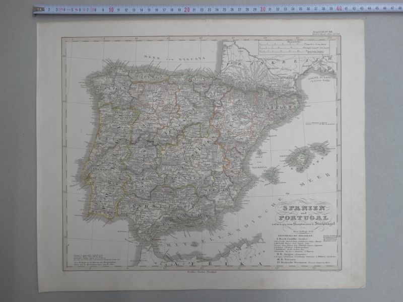 Mapa de España y Portugal, 1856. Stieler/Perthes/Stülnagel