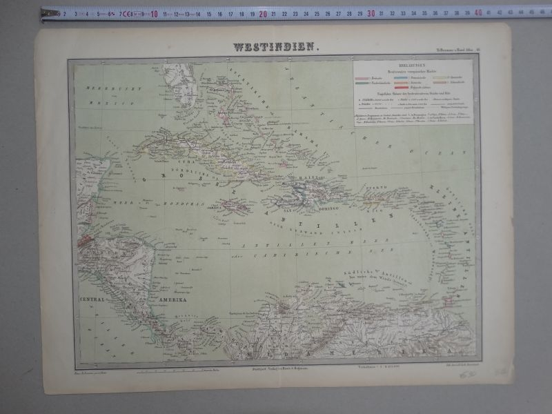 Mapa de América Central, Caribe y norte de Sudamérica, 1880. Bromme