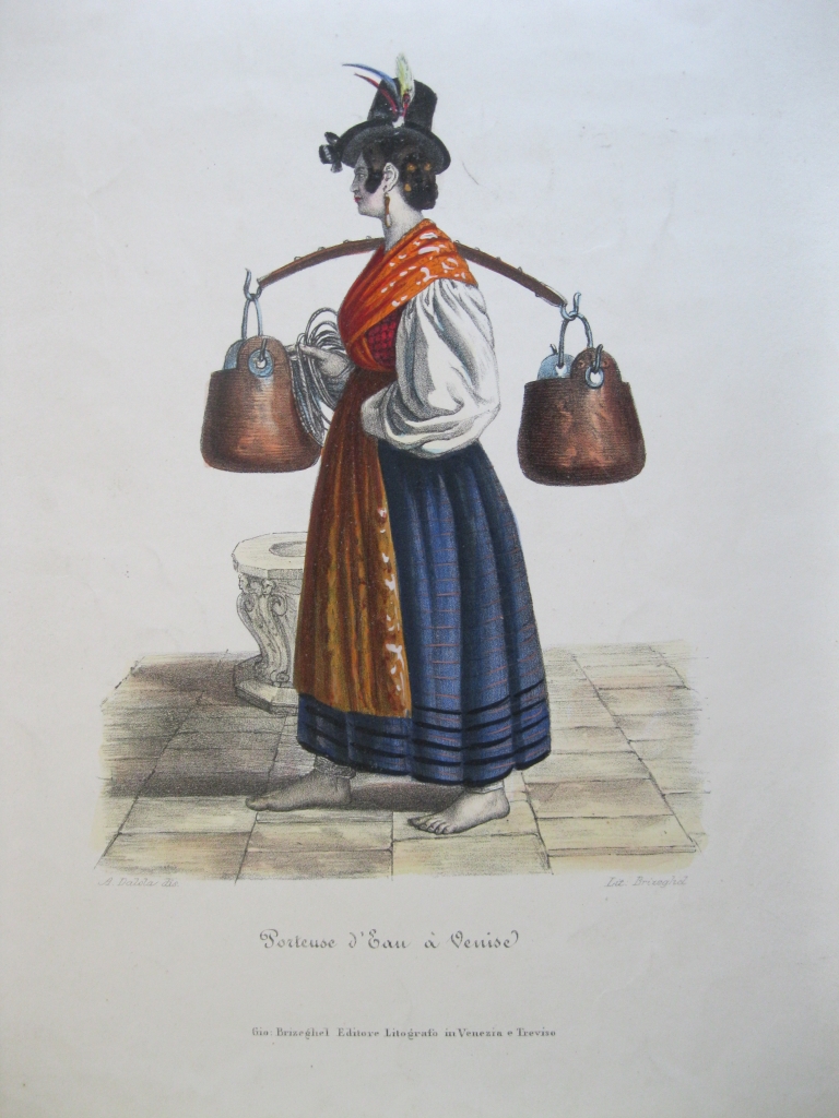 Porteadora de agua de Venecia (Italia), circa 1850. Dalola/Brizeghel