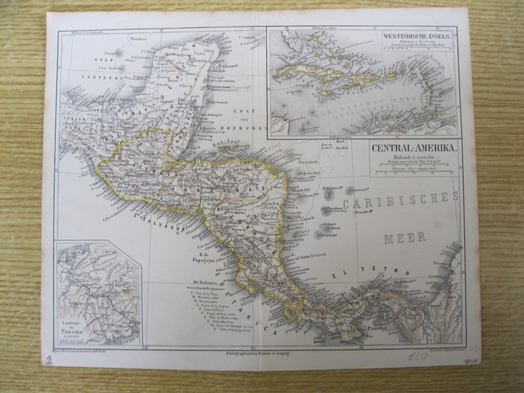 Mapa de México (América central), 1875. Meyers