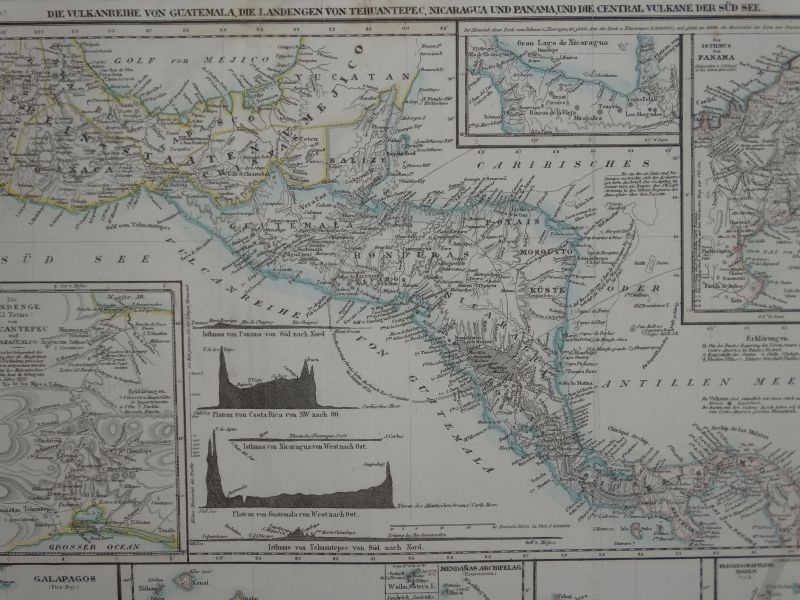 Mapa de América Central, circa.1850.Kleinkneeth y Schweinfunten