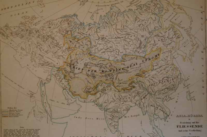 Mapa climático de Asia y Europa, circa 1870.