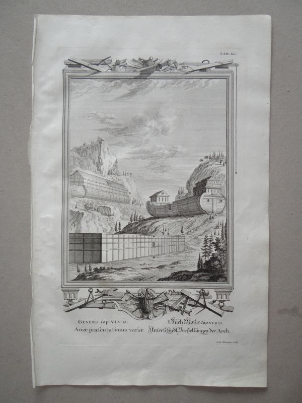 Boceto de los distintos tamaños del Arca de Noé, 1731. Heuman/Scheuchzer