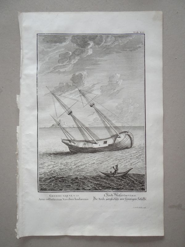 Comparativa de un barco de la época y el Arca de Noé, 1731. Fridrich/Scheuchzer
