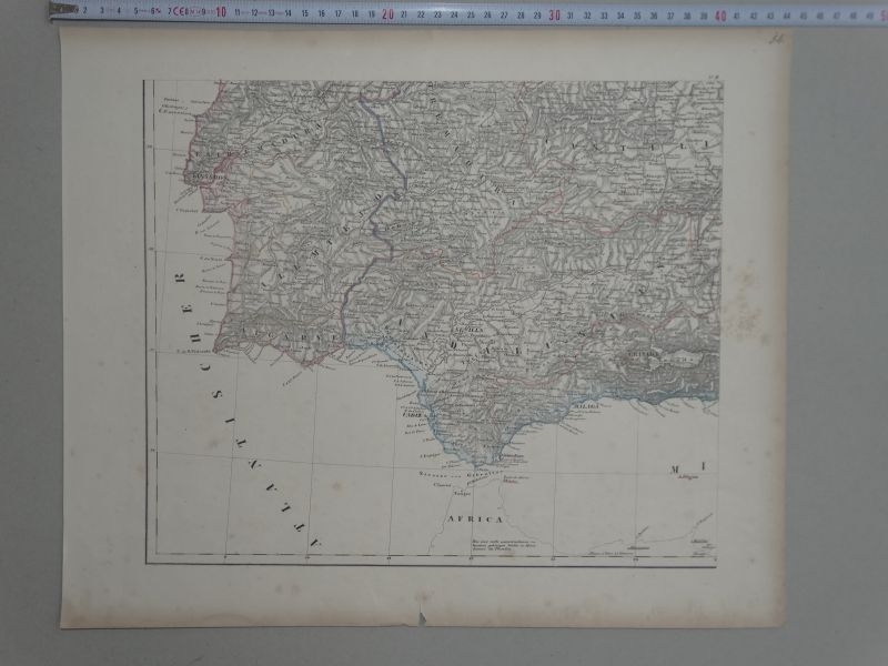 Mapa  del sur de España y Portugal, ca. 1840. Anónimo