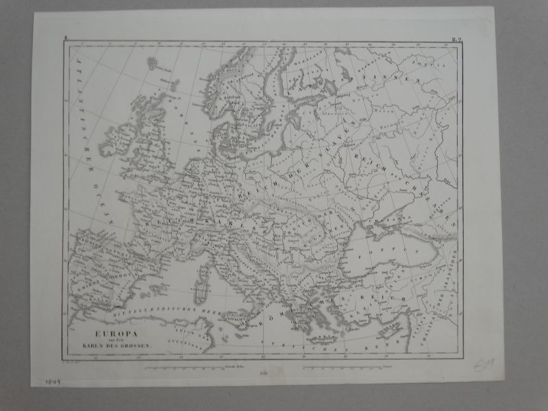 Mapa de Europa en época de Carlomagno (742-814), 1849. Heck