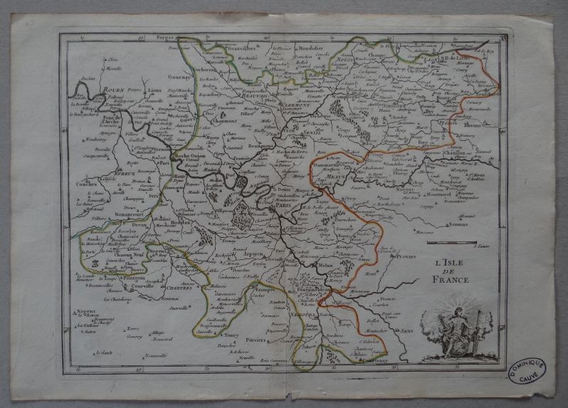 Mapa de París y alrededores (Francia), circa 1700. George Le Rouge