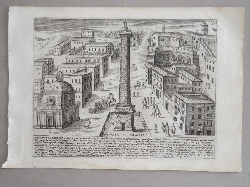 Vista de la columna de Trajano (Roma, Italia), 1628. Giacomo Lauro/Mascardi