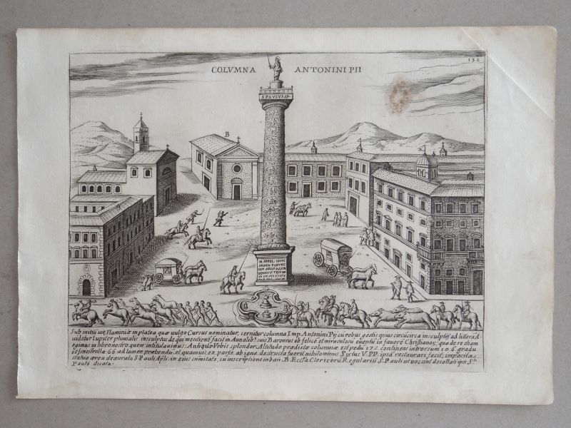 Vista de la columna de Antonino Pio (Roma, Italia), 1628. Giacomo Lauro/Mascardi