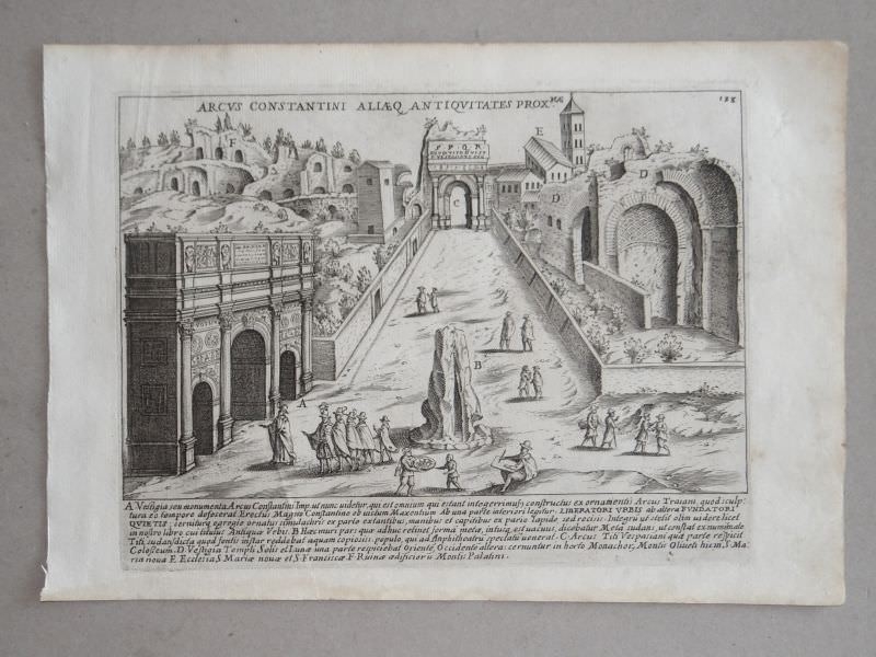 Vista del Arco del emperador Constantino y entorno (Roma, Italia), 1628. Giacomo Lauro/Mascardi
