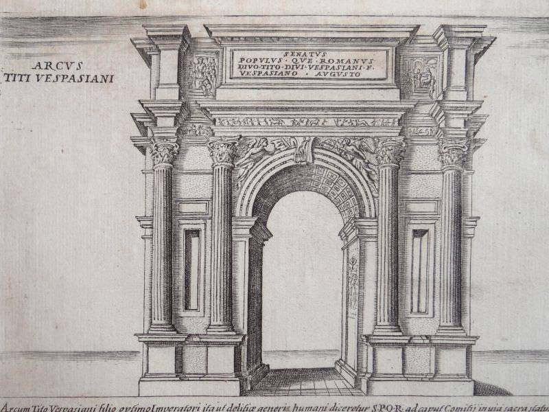 Vista del arco de emperador Tito (Roma, Italia), 1613. Giacomo Lauro/Mascardi