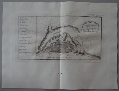 Mapa de la Bahía de Todos los Santos ( Bahia, Brasil), 1764. Bellin