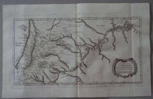 Mapa del curso del río Orinoco (Venezuela, América del sur), 1764. Bellin