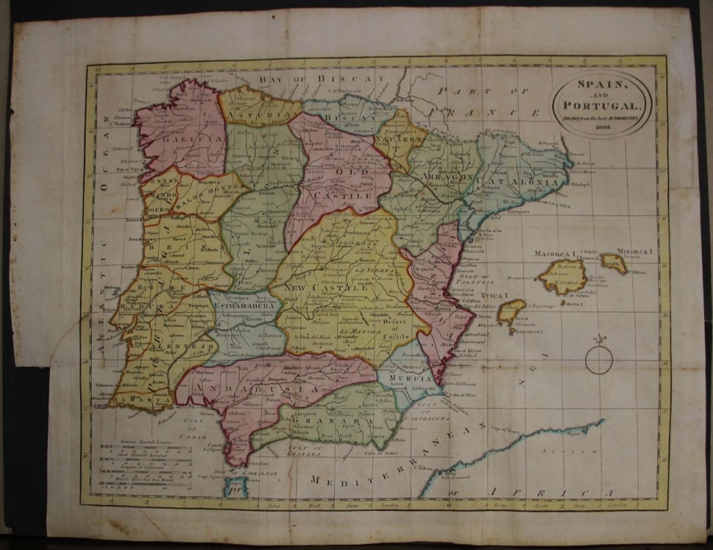 Mapa de España y Portugal, 1808. Cavendish Pelham/Stratford