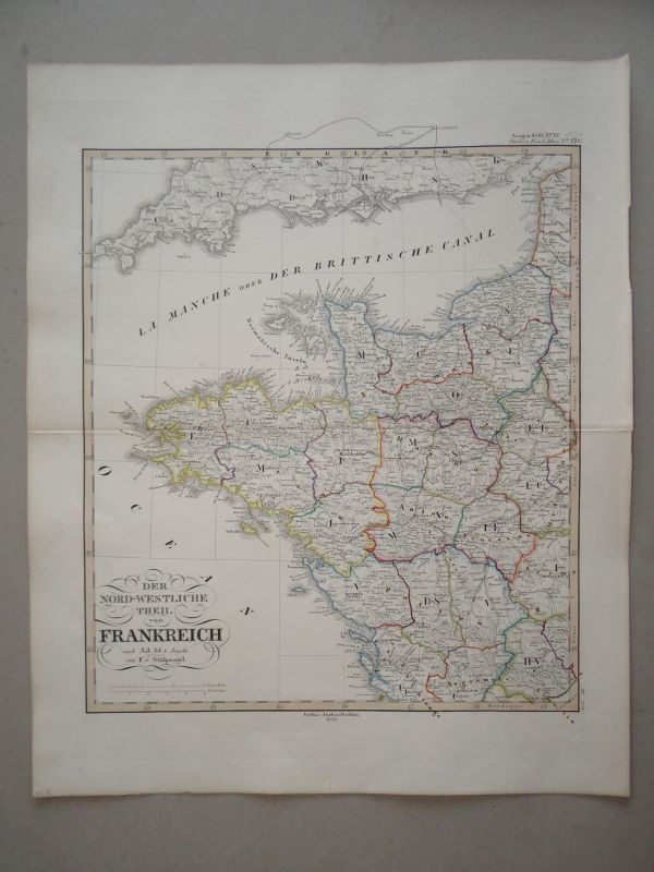 Mapa de la parte noroeste de Francia, 1854. Stieler/Perthes