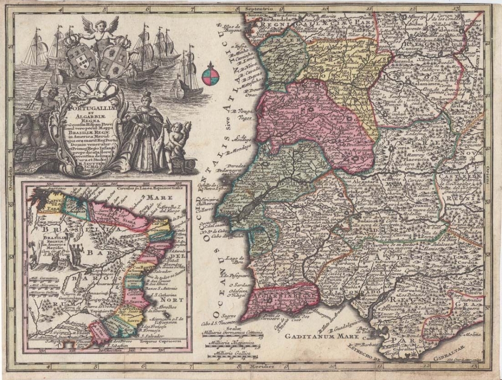 Mapa de Portugal y Brasil, 1744. M. Seutter