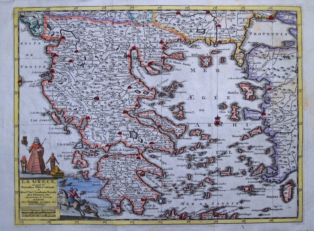 Mapa de Grecia (Europa), 1729. Pieter  Van der Aa