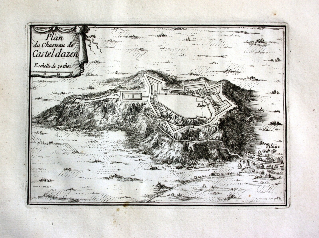 Plano de la fortaleza de Castillo de Aro en Gerona (Cataluña, España), 1680. Beaulieu