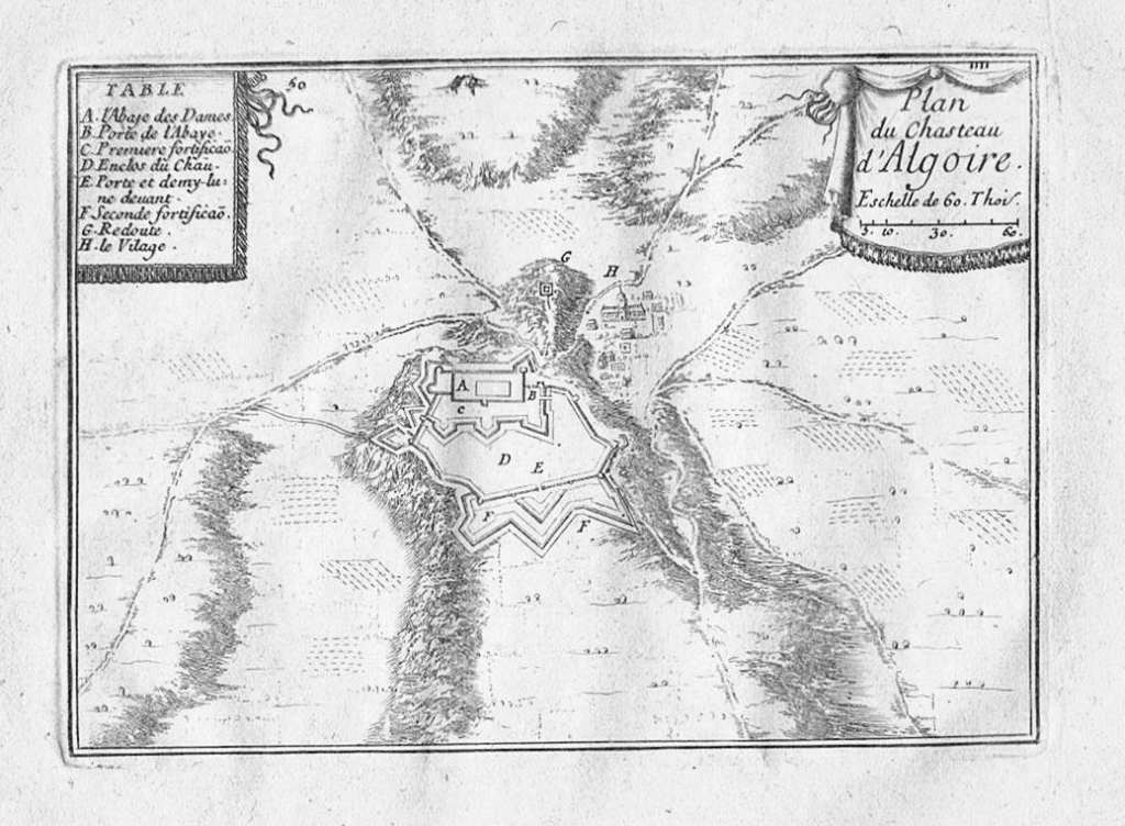 Plano de la fortaleza  de Alguaire (Lérida, Cataluña), 1680. Beaulieu