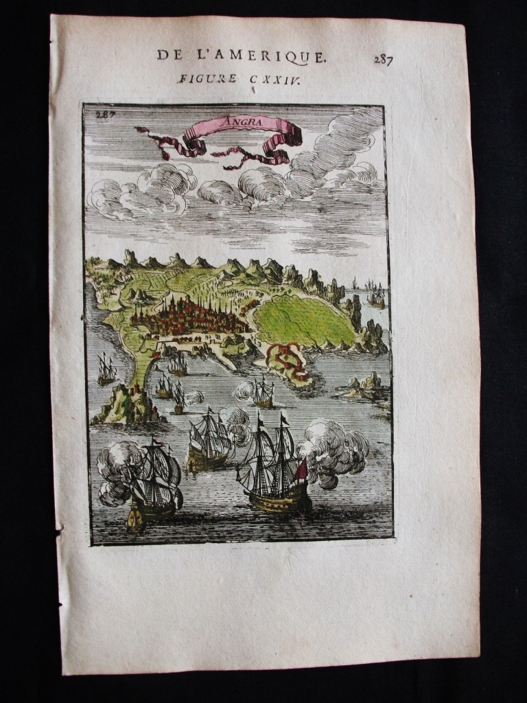 Vista de la ciudad de Angra ( Isla Terceira, Azores, Portugal), 1683. Mallet