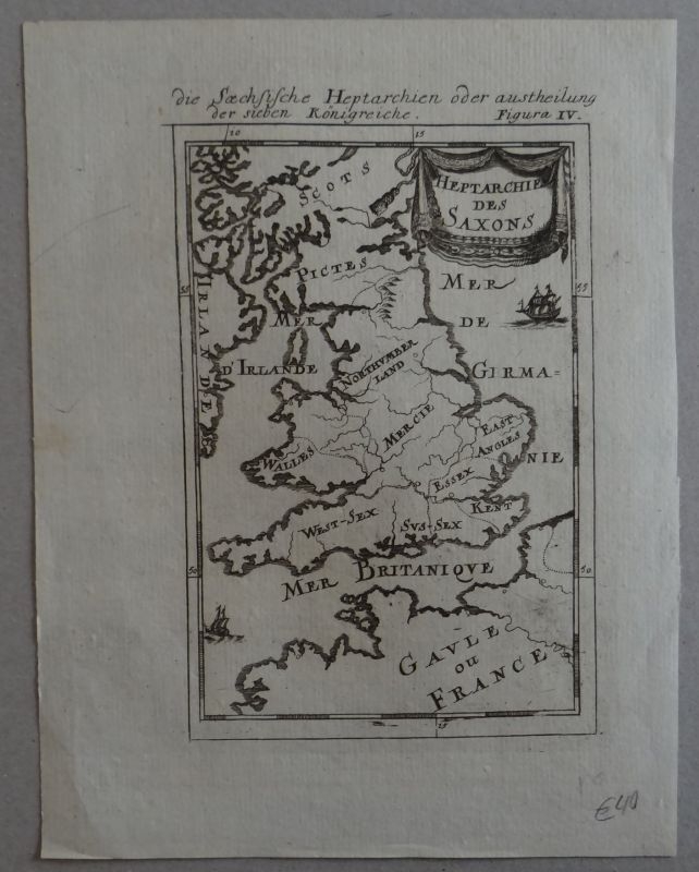 Mapa de la antigua Gran Bretaña (Reino Unido), 1683. Mallet