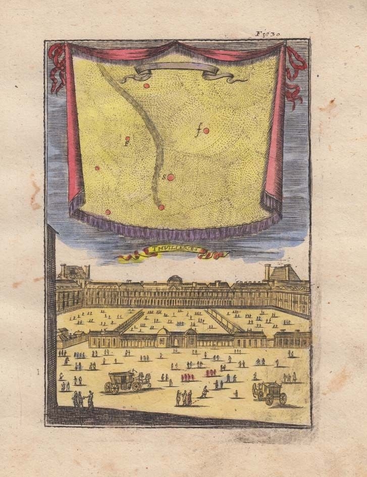 Vista del Palacio Real de Las Tullerias de Paris (Francia) y Cometa, 1685. Mallet