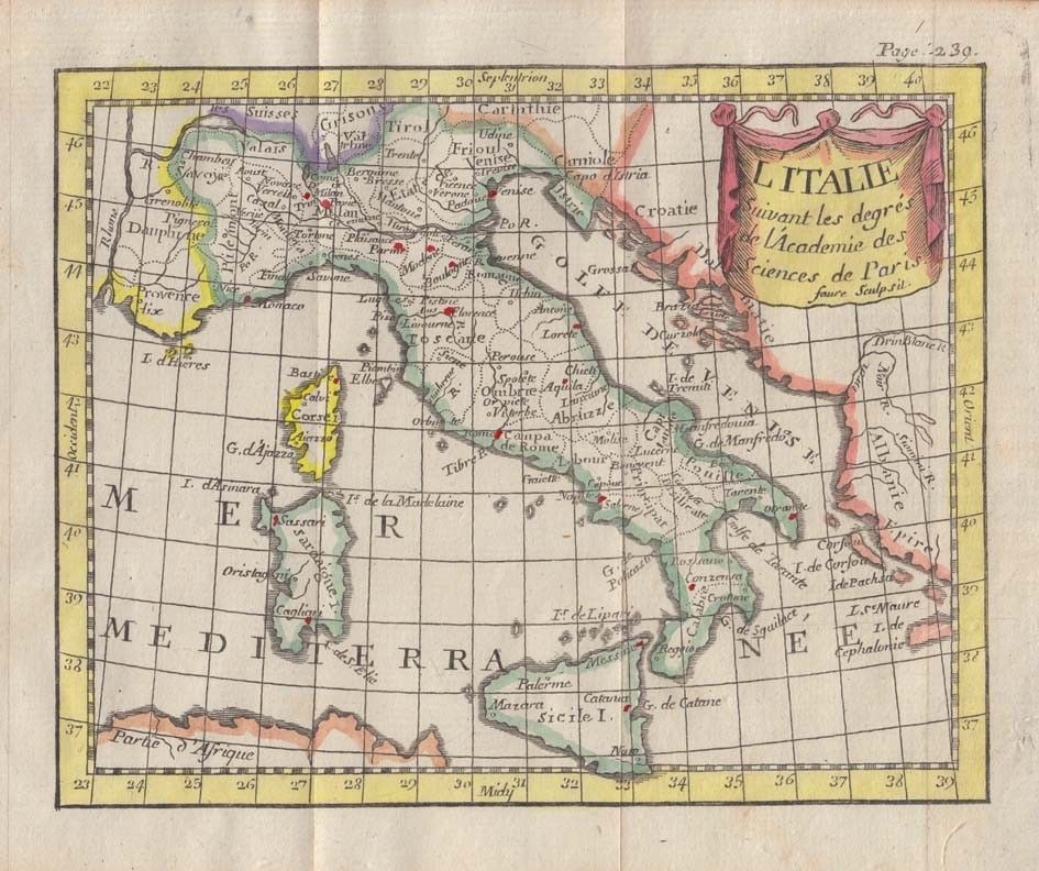 Mapa de Italia, 1772. Buffier